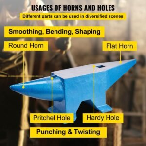 single horn anvil 132lbs cast steel anvil blacksmith for sale forge steel tools with round and square hole and equipment anvil rugged blacksmith jewelers durable and robust metal working tool