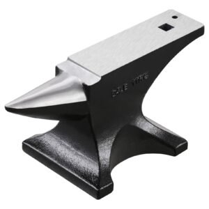 Single Horn Anvil, 25lbs Cast Steel Anvil, High Hardness Rugged Round Horn Anvil for Blacksmiths, with Stable Base, Metal Working Tool for Metal Bending, Shaping, Twisting, Craft Projects
