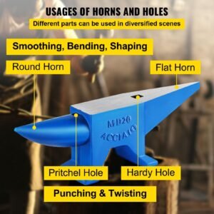 single horn anvil 44lbs steel anvil blacksmith for sale forge tools and equipment anvil rugged round and square hole horn anvil blacksmith jewelers metalsmith blacksmith tool