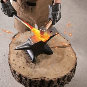 single horn anvil, 55lbs cast steel anvil, high hardness rugged round horn anvil for blacksmiths, with large countertop and stable base, metal working tool for metal bending, shaping, twisting