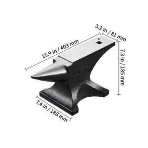 single horn anvil, 55lbs cast steel anvil, high hardness rugged round horn anvil for blacksmiths, with large countertop and stable base, metal working tool for metal bending, shaping, twisting