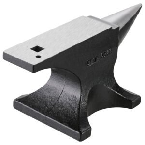 single horn anvil, 55lbs cast steel anvil, high hardness rugged round horn anvil for blacksmiths, with large countertop and stable base, metal working tool for metal bending, shaping, twisting
