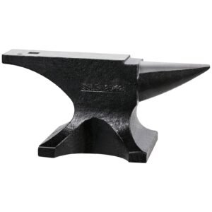 single horn anvil, 55lbs cast steel anvil, high hardness rugged round horn anvil for blacksmiths, with large countertop and stable base, metal working tool for metal bending, shaping, twisting