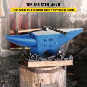 single horn anvil cast steel anvil blacksmith for sale forge steel tools with round and square hole and equipment anvil rugged blacksmith jewelers durable and robust metal working tool 105lbs