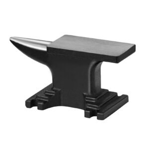 Single Horn Anvil, High Hardness Rugged Round Horn Anvil Blacksmith,8.8Lbs Cast Steel Anvil,Compact Design and Stable Base, Forge Tools and Equipment, Metalsmith Tool for Bending and Shaping