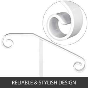 single post handrail white wrought iron post mount step grab supports fits 1 or 2 steps grab rail single post railing