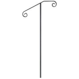 single post handrail wrought iron post mount step grab supports in ground long post fits 1 or 2 steps grab rail single post railing (gray)