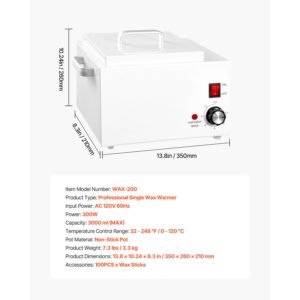 single wax warmer, 3000ml 300w professional wax warmer for hair removal, 32 fahrenheit 248 fahrenheit adjustable & non stick waxing heater pot with 100pcs waxing sticks