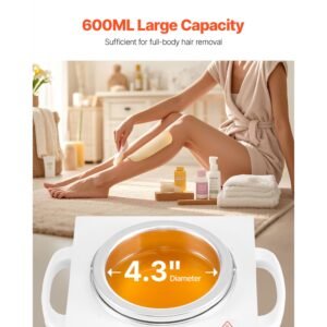 single wax warmer, 600ml professional wax warmer for hair removal, 32 fahrenheit to 176fahrenheit adjustable electric waxing heater pot with 100pcs waxing sticks for home use, beauty salon, spa