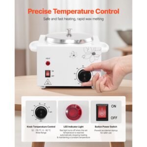 single wax warmer, 600ml professional wax warmer for hair removal, 32 fahrenheit to 176fahrenheit adjustable electric waxing heater pot with 100pcs waxing sticks for home use, beauty salon, spa
