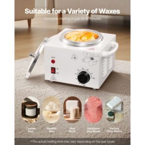 single wax warmer, 600ml professional wax warmer for hair removal, 32 fahrenheit to 176fahrenheit adjustable electric waxing heater pot with 100pcs waxing sticks for home use, beauty salon, spa
