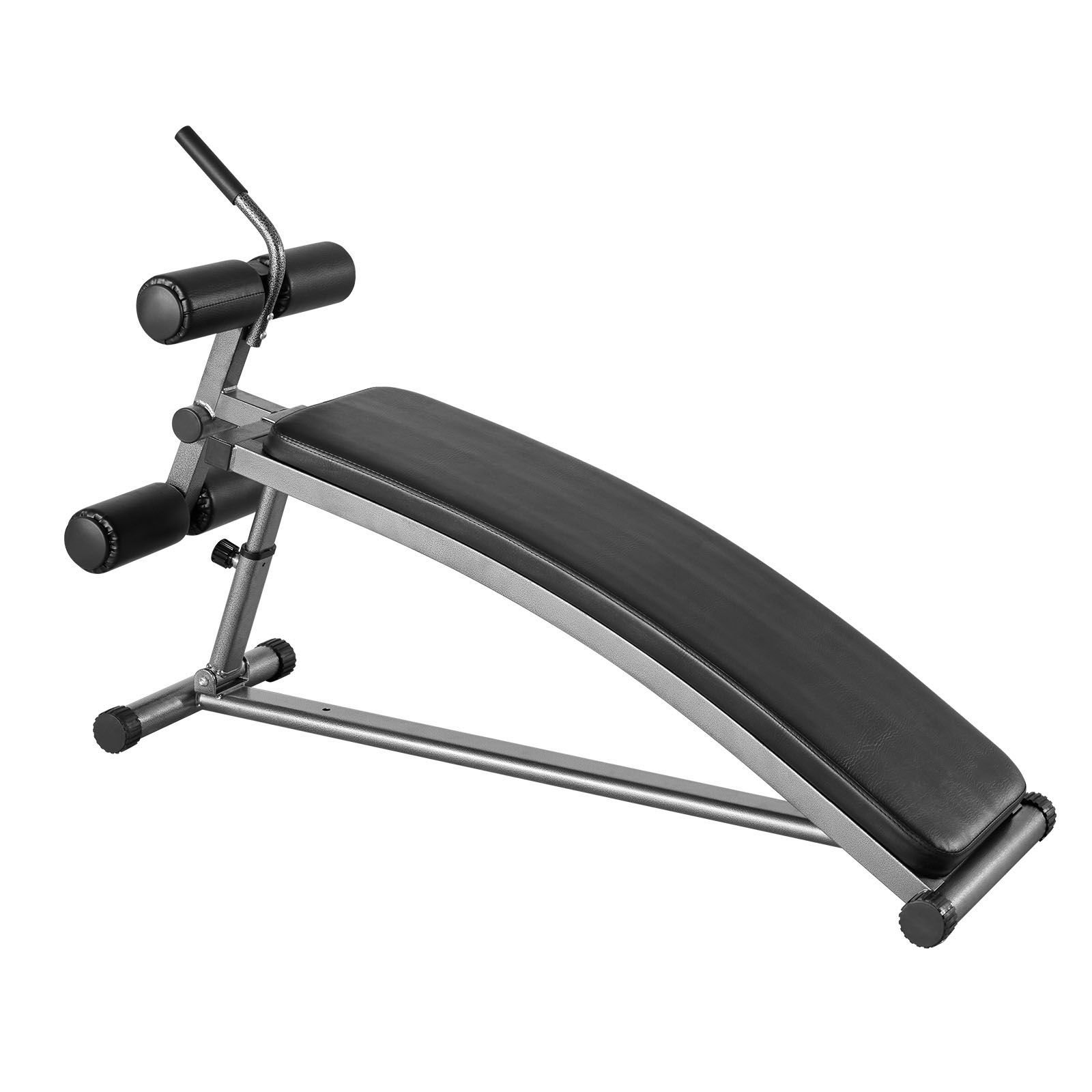 sit up bench, curved decline ab bench with reverse crunch handle, with 6 adjustable height setting, heavy duty steel, 600 lbs capacity for home gym workouts, strength training, full body muscles