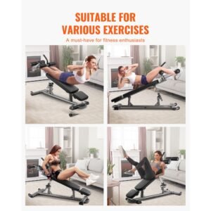 sit up bench, decline ab bench with reverse crunch handle, with 4 adjustable height settings, heavy duty steel, 1000 lbs capacity, for home gym workouts, strength training, full body muscles