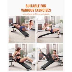 sit up bench, folding curved decline ab bench, with 5 adjustable height settings, heavy duty steel, non slip design, 500 lbs capacity for home gym workouts, strength training, full body muscles