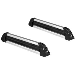 ski and snowboard roof rack, 31.7 inch universal ski rack for car roof fit most crossbars, carry up to 6 pairs of skis or 4 snowboards, aluminum snowboard ski rack with lock & rubber padding