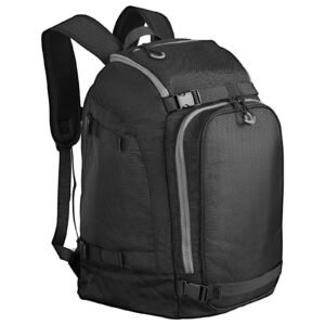 Ski Boot Bag, 55L, Snowboard Boots Travel Backpack for Men Women, with Waterproof Exterior & Bottom, Durable 1680D Oxford, Bag for Skis, Snowboard, Helmet, Goggles, Gloves, Accessories (Black)