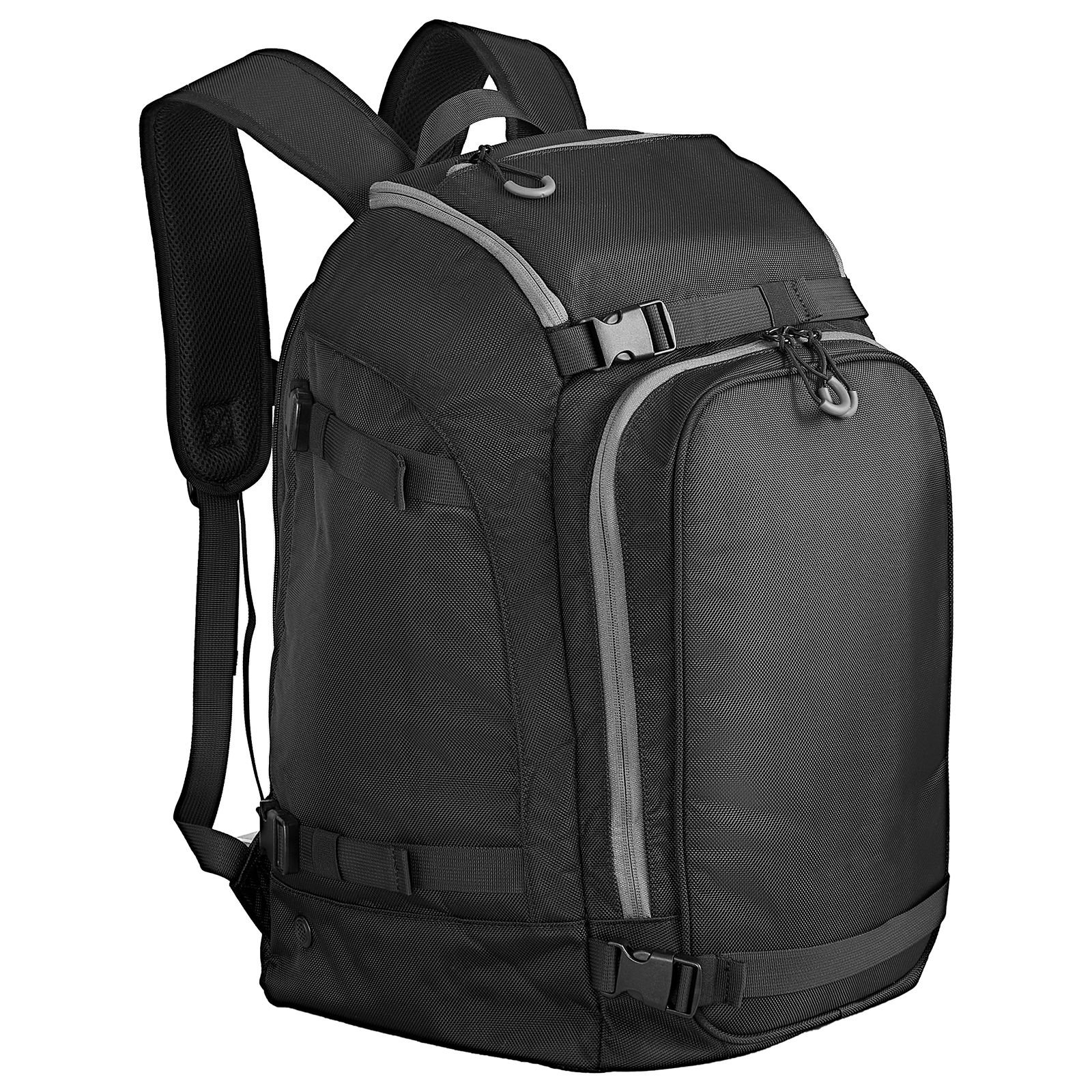 ski boot bag, 55l, snowboard boots travel backpack for men women, with waterproof exterior & bottom, durable 1680d oxford, bag for skis, snowboard, helmet, goggles, gloves, accessories (black)