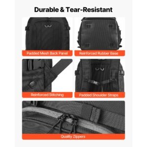 ski boot bag, 55l, snowboard boots travel backpack for men women, with waterproof exterior & bottom, durable 1680d oxford, bag for skis, snowboard, helmet, goggles, gloves, accessories (black)