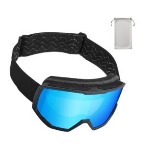 Ski Goggles, Cylindrical Lens with Ice Blue Revo Coating, OTG Anti fog Snow Goggles for Men Women Youth, TPU Frame & Ventilation Structure, Suitable for Skiing, Skating, Snowboarding, Cycling