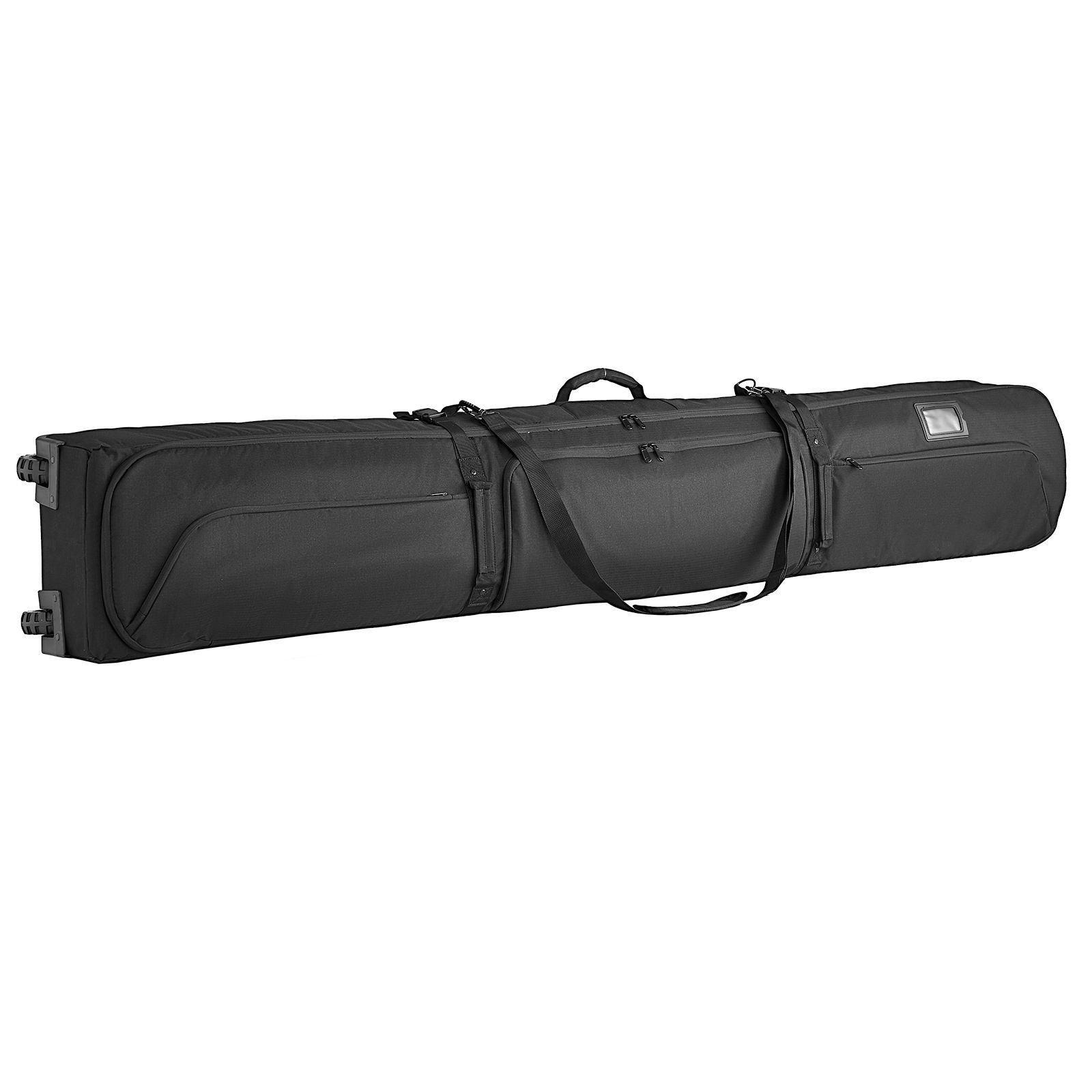 ski roller bag, up to 74.8 in/190 cm, padded snowboard bag with wheels for air travel, 600d waterproof oxford fabric, with adjustable straps, for skis poles goggles gloves helmet boots (black)