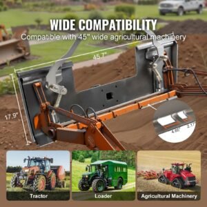 skid steer attachment plate, 3/8" skid steer mount plate with 2.28" hitch receiver, 7000lbs quick attachment loader plates, compatible with deere, kubota, bobcat, mahindra skids steers, tractor