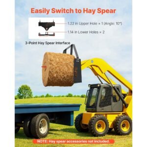 skid steer pallet fork frame, 4000 lbs rated capacity, 45 inch pallet fork frame attachments with 2 inch hitch receiver & spear sleeves, fit for quick attach tractor loaders, frame only