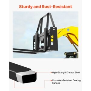 skid steer pallet fork frame, 4000 lbs rated capacity, 45 inch pallet fork frame attachments with 2 inch hitch receiver & spear sleeves, fit for quick attach tractor loaders, frame only