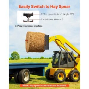skid steer pallet frame, 4000 lbs rated load capacity, 45 inch pallet fork frame attachments with 2 inch hitch receiver & spear sleeves, fit for loaders tractors quick attach mount, frame only