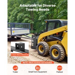 skid steer pallet frame, 4000 lbs rated load capacity, 45 inch pallet fork frame attachments with 2 inch hitch receiver & spear sleeves, fit for loaders tractors quick attach mount, frame only