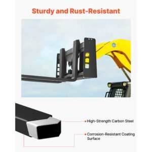 skid steer pallet frame, 4000 lbs rated load capacity, 45 inch pallet fork frame attachments with 2 inch hitch receiver & spear sleeves, fit for loaders tractors quick attach mount, frame only