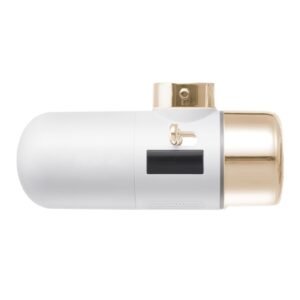 skincare water filter, faucet mount water filters with micro nano bubble for skin, sink tap purifier, removes chlorine with 1 filter, for kitchen and bathroom faucets, white + gold