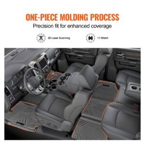 skyshalo truck floor liners, fits dodge ram 1500/2500/3500 & 1500 classic 2013 2018/2019 2022(crew cab only), include 3 front & second row mats, weather resistant tpe custom fit mats for pickup, black