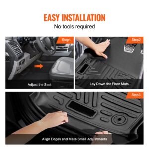 skyshalo truck floor liners, fits dodge ram 1500/2500/3500 & 1500 classic 2013 2018/2019 2022(crew cab only), include 3 front & second row mats, weather resistant tpe custom fit mats for pickup, black
