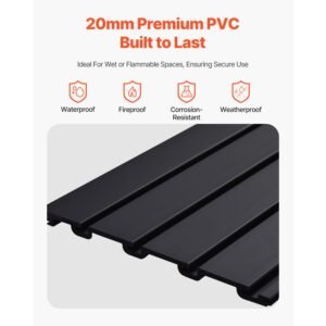 slat wall paneling, 2 x 4 ft, pvc garage slatwall with modular design, black slat wall easy to install adjustable slatwall panel with coupling structure & diy cutting, fits for storage & display