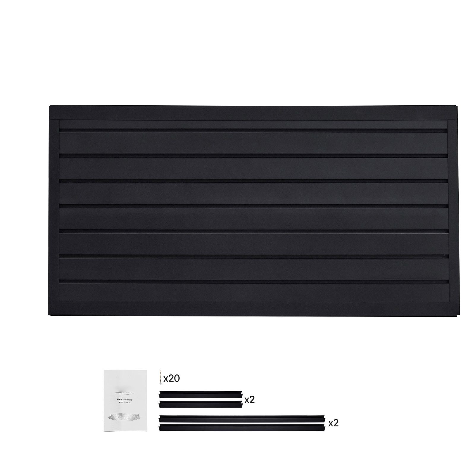 slat wall paneling, 2 x 4 ft, pvc garage slatwall with modular design, black slat wall easy to install adjustable slatwall panel with coupling structure & diy cutting, fits for storage & display