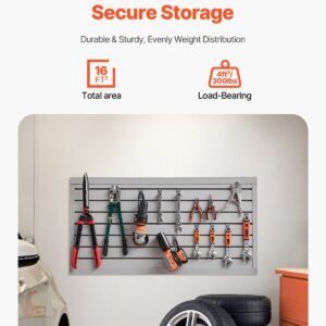 slat wall paneling, 2 x 4 ft, pvc garage slatwall with modular design, grey slat wall easy to install adjustable slatwall panel with coupling structure & diy cutting, fits for storage & display