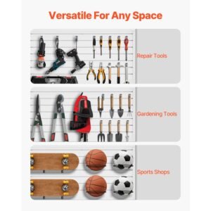 slat wall paneling, 2 x 4 ft, pvc garage slatwall with modular design, white slat wall easy to install adjustable slatwall panel with coupling structure & diy cutting, fits for storage & display