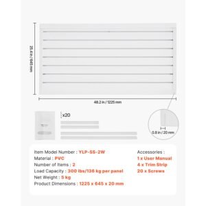 slat wall paneling, 2 x 4 ft, pvc garage slatwall with modular design, white slat wall easy to install adjustable slatwall panel with coupling structure & diy cutting, fits for storage & display