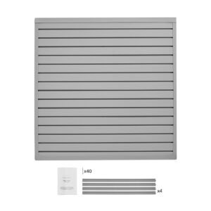 Slat Wall Paneling, 4 x 4 ft, PVC Garage Slatwall with Modular Design, Grey Slat Wall Easy-to-Install Adjustable Slatwall Panel with Coupling Structure & DIY Cutting, Fits for Storage & Display