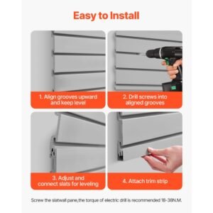 slat wall paneling, 4 x 4 ft, pvc garage slatwall with modular design, grey slat wall easy to install adjustable slatwall panel with coupling structure & diy cutting, fits for storage & display