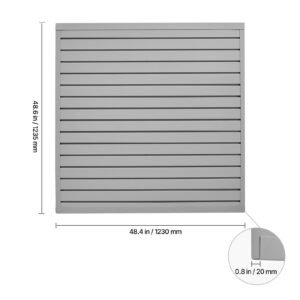 slat wall paneling, 4 x 4 ft, pvc garage slatwall with modular design, grey slat wall easy to install adjustable slatwall panel with coupling structure & diy cutting, fits for storage & display