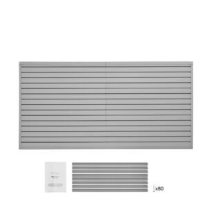 Slat Wall Paneling, 8 x 4 ft, PVC Garage Slatwall with Accessories, Grey Slat Wall Easy-to-Install Adjustable Slatwall Panel with Coupling Structure & DIY Cutting, Fits for Storage & Display