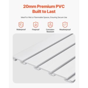 slat wall paneling, 8 x 4 ft, pvc garage slatwall with accessories, white slat wall easy to install adjustable slatwall panel with coupling structure & diy cutting, fits for storage & display