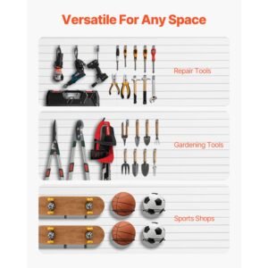 slat wall paneling, 8 x 4 ft, pvc garage slatwall with accessories, white slat wall easy to install adjustable slatwall panel with coupling structure & diy cutting, fits for storage & display