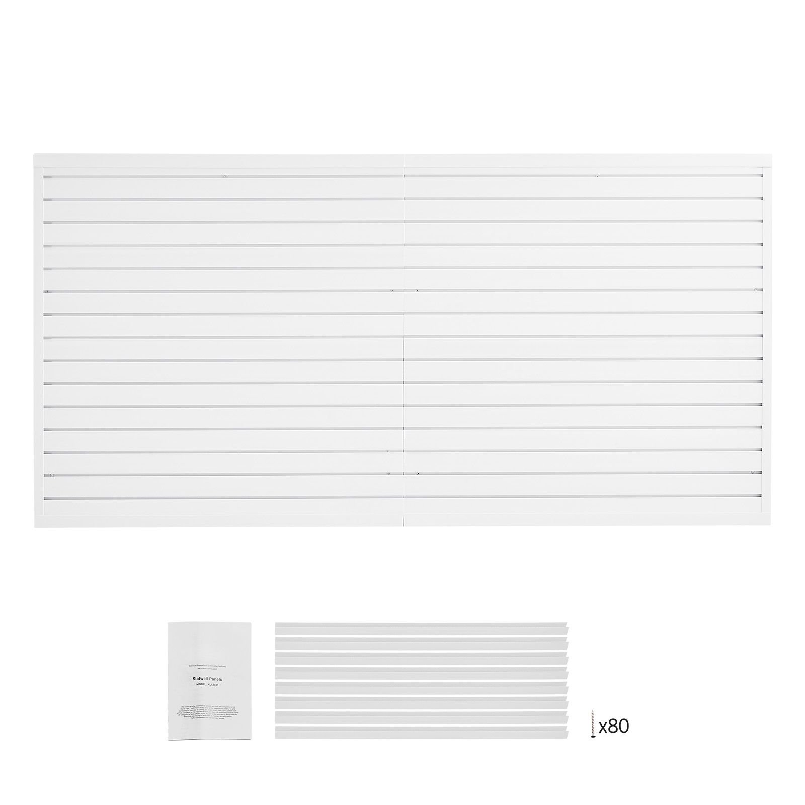 slat wall paneling, 8 x 4 ft, pvc garage slatwall with accessories, white slat wall easy to install adjustable slatwall panel with coupling structure & diy cutting, fits for storage & display