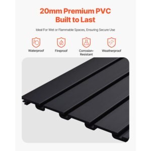 slat wall paneling, 8 x 4 ft, pvc garage slatwall with modular design, black slat wall easy to install adjustable slatwall panel with coupling structure & diy cutting, fits for storage & display