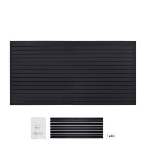 Slat Wall Paneling, 8 x 4 ft, PVC Garage Slatwall with Modular Design, Black Slat Wall Easy-to-Install Adjustable Slatwall Panel with Coupling Structure & DIY Cutting, Fits for Storage & Display