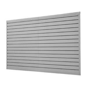 slat wall paneling, 8 x 4 ft, pvc garage slatwall with modular design, grey slat wall easy to install adjustable slatwall panel with coupling structure & diy cutting, fits for storage & display