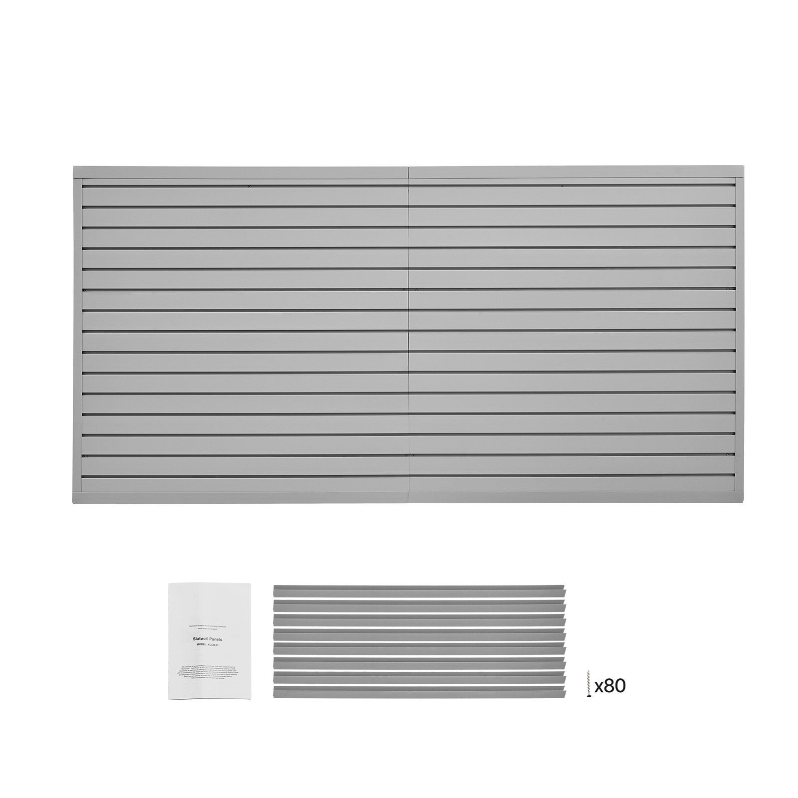 slat wall paneling, 8 x 4 ft, pvc garage slatwall with modular design, grey slat wall easy to install adjustable slatwall panel with coupling structure & diy cutting, fits for storage & display