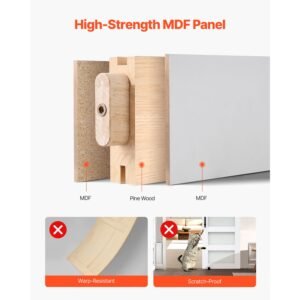 sliding barn door, 30 x 84 inch, high strength mdf panel and glass, barn door with hardware kit, water proof pvc surface, easy to install, h frame, smoothly and quietly sliding for living room